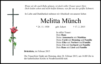 Anzeige von Melitta Münch von MGO