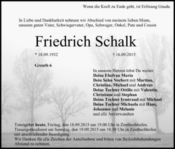 Anzeige von Friedrich Schalk von MGO