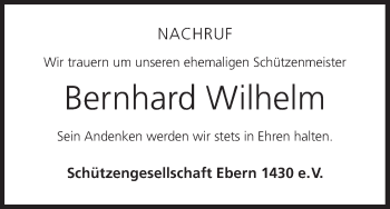 Anzeige von Bernhard Wilhelm von MGO
