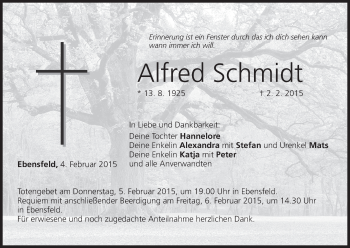 Anzeige von Alfred Schmidt von MGO