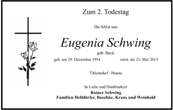 Anzeige von Eugenia Schwing von MGO