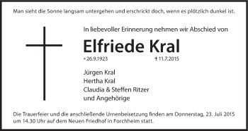 Anzeige von Elfriede Kral von MGO