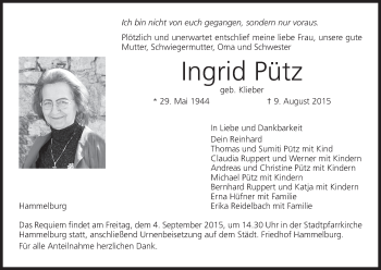 Anzeige von Ingrid Pütz von MGO
