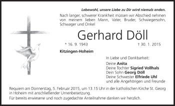 Anzeige von Gerhard Döll von MGO
