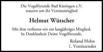 Anzeige von Helmut Wütscher von MGO