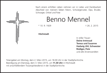 Anzeige von Benno Mennel von MGO