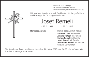 Anzeige von Josef Remeli von MGO