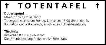 Anzeige von Totentafel vom 07.05.2015 von MGO