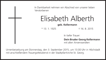 Anzeige von Elisabeth Alberth von MGO