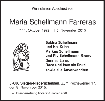 Anzeige von Maria Schellmann Farreras von MGO