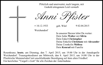 Anzeige von Anni Pfister von MGO