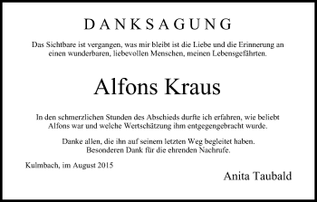 Anzeige von Alfons Kraus von MGO