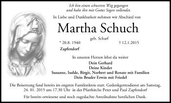 Anzeige von Martha Schuch von MGO