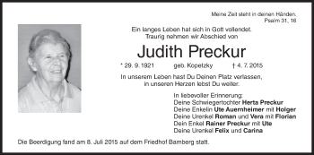 Anzeige von Judith Preckur von MGO