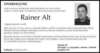 Anzeige von Rainer Alt von MGO