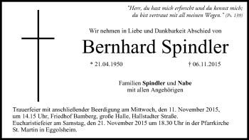 Anzeige von Bernhard Spindler von MGO
