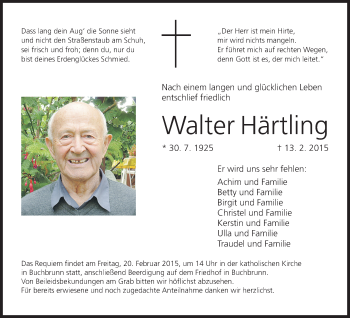 Anzeige von Walter Härtling von MGO