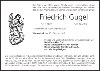 Anzeige von Friedrich Gugel von MGO