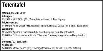 Anzeige von Walter Schell von MGO
