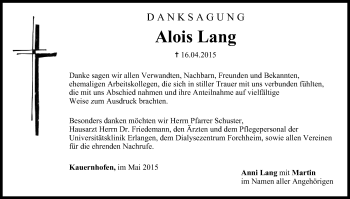 Anzeige von Alois Lang von MGO