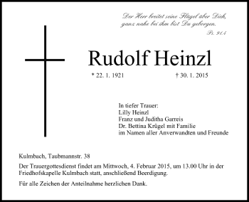 Anzeige von Rudolf Heinzl von MGO