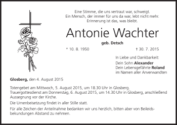 Anzeige von Antonie Wachter von MGO