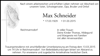 Anzeige von Max Schneider von MGO