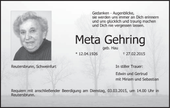 Anzeige von Meta Gehring von MGO