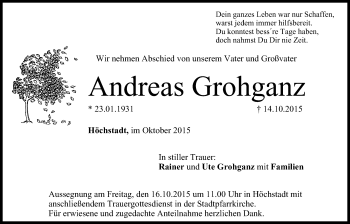 Anzeige von Andreas Grohganz von MGO
