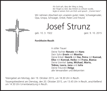 Anzeige von Josef Strunz von MGO