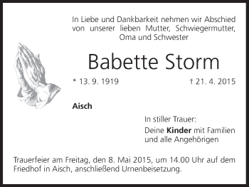 Anzeige von Babette Storm von MGO