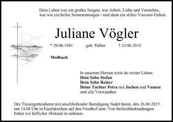 Anzeige von Juliane Vögler von MGO