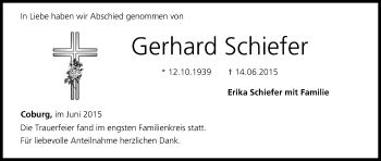 Anzeige von Gerhard Schiefer von MGO