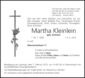 Anzeige von MArtha Kleinlein von MGO