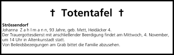 Anzeige von Totentafel vom 04.11.2015 von MGO