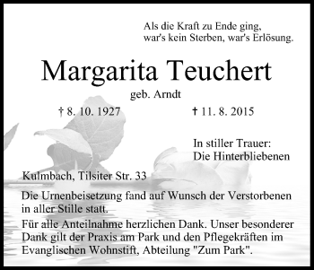 Anzeige von Margarita Teuchert von MGO