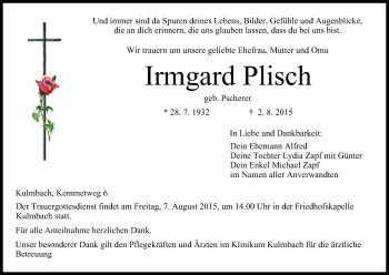 Anzeige von Irmgard Plisch von MGO