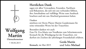 Anzeige von Wolfgang Martin von MGO
