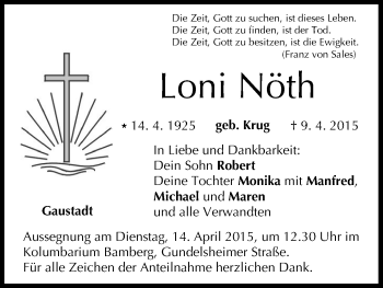 Anzeige von Loni Nöth von MGO