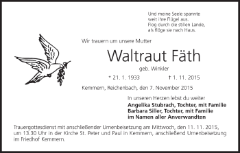 Anzeige von Waltraut Fäth von MGO