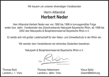 Anzeige von Herbert Neder von MGO