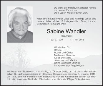 Anzeige von Sabine Wandler von MGO