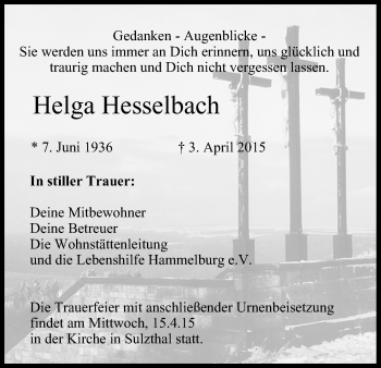Anzeige von Helga Hesselbach von MGO