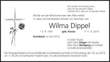 Anzeige von Wilma Dippel von MGO