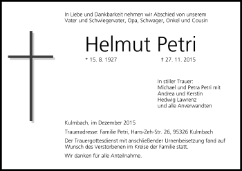 Anzeige von Helmut Petri von MGO