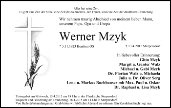 Anzeige von Werner Mzyk von MGO