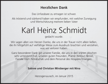 Anzeige von Karl Heinz Schmidt von MGO