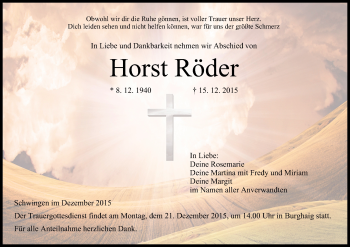 Anzeige von Horst Röder von MGO