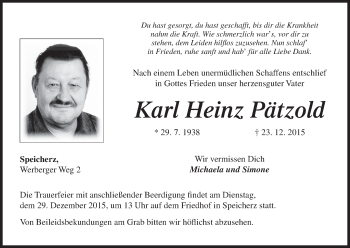 Anzeige von Karl Heinz Pätzold von MGO