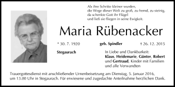 Anzeige von Maria Rübenacker von MGO